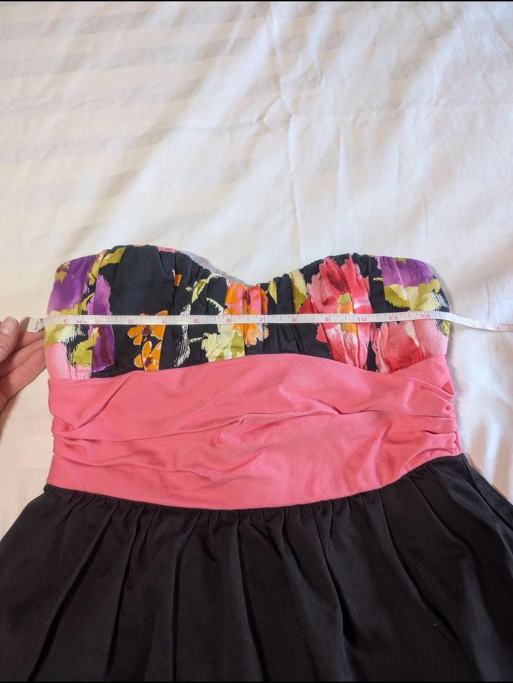 Speechless Y2K Strapless Floral Party Dress Pink Waist Bubble Hem Size 3